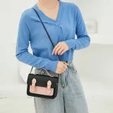Women Crossbody Color Block PU Square Handbags