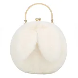 Women Crossbody Clip Plush Rabbit Ear Handbag