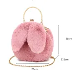 Women Crossbody Clip Plush Rabbit Ear Handbag