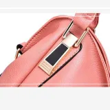 Women Solid Color Handbag Crossbody PU Large Tote Bags