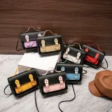 Women Crossbody Color Block PU Square Handbags