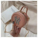 Women Crossbody Round Circle Shaped Solid Color Letter Handbags