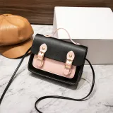 Women Crossbody Color Block PU Square Handbags