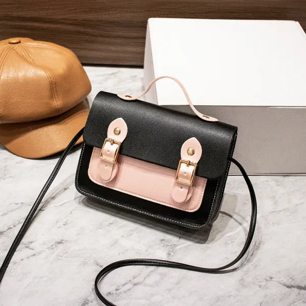 Women Crossbody Color Block PU Square Handbags