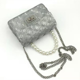 Women Crossbody Pearl Handle Quilted Square Handbags