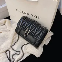 Women Crossbody Lattice Solid Color Square Handbags