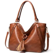 Women Crossbody Bags Retro Tassel Large Tote Handbags