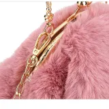 Women Crossbody Clip Plush Rabbit Ear Handbag