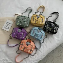 Women Crossbody Jacket Shaped Chain Motorcycle Daisy Square Handbags