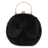 Women Crossbody Clip Plush Rabbit Ear Handbag