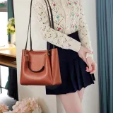 Women Shoulder Bags Solid Color Bucket Large Tote Bags