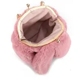 Women Crossbody Clip Plush Rabbit Ear Handbag
