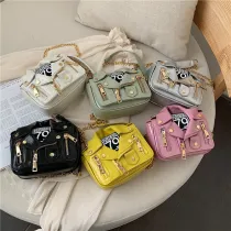 Women Crossbody Jacket Shaped Chain Motorcycle Square Handbags