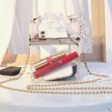 Women Crossbody Clear Chain Box Cosmetic Rectangle Handbags