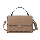 Women Crossbody Solid Color Quilted Wide Strap Square Handbags