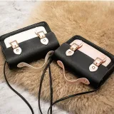 Women Crossbody Color Block PU Square Handbags