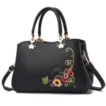Women Embroidered Flowers Crossbody Shoulder Large Tote Handbags