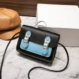 Women Crossbody Color Block PU Square Handbags