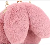 Women Crossbody Clip Plush Rabbit Ear Handbag