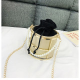 Women Crossbody Bucket Shaped Pearl Chain Party Handbags