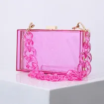 Women Crossbody Clear Transparent Chain Box Square Handbags