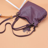 Women Shoulder Strap Bags Solid Color Pendant Large Tote Bags