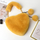 Women Crossbody Plush Fluffy Heart-shaped Ball Handbags