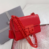 Women Crossbody Solid Color Chain Pattern Fashion Square Handbags