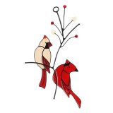 Stained Glass Cardinals In Love For Windows Hanging Home Decoration Creative Gifts