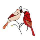 Stained Glass Cardinals In Love For Windows Hanging Home Decoration Creative Gifts