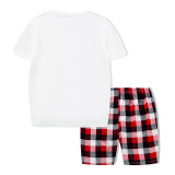 KidsHoo Exclusive Design Cute White Christmas Deer T-shirt and Red Plaids Short Pants Christmas Family Matching Sleepwear Pajamas Sets