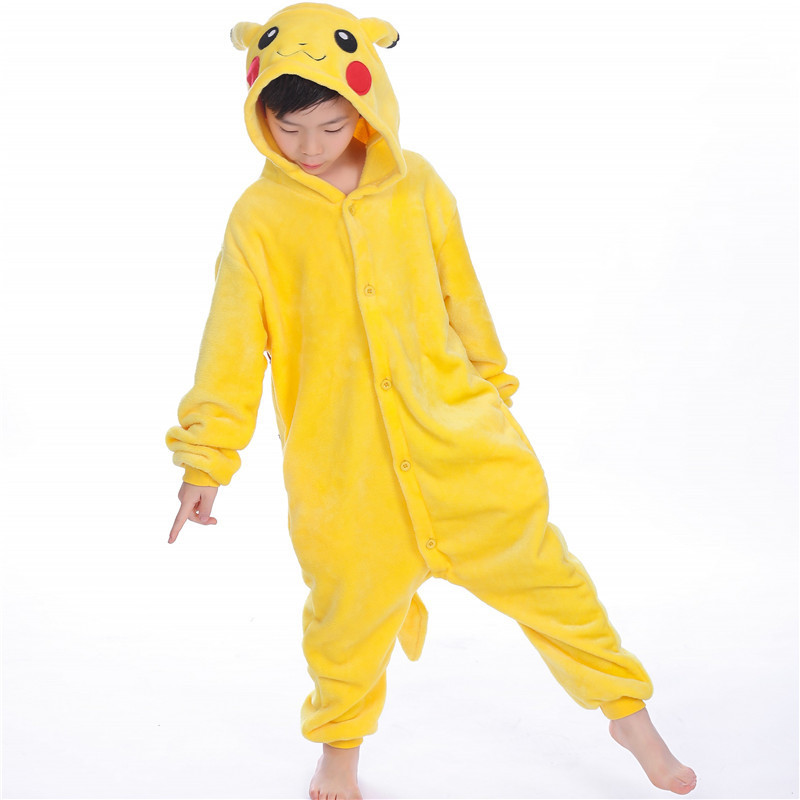 Kids Pokemon Pikachu Onesie Kigurumi Pajamas Kids Animal Costumes For Unisex Children