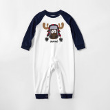 Christmas Family Matching Sleepwear Pajamas Sets Papa Mama Deer Top and Navy Prints Pants