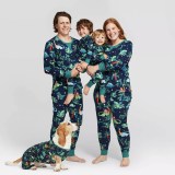Jurassic Dinosaurs Santa Claus Christmas Family Matching Sleepwear Pajamas Sets With Dog Cloth