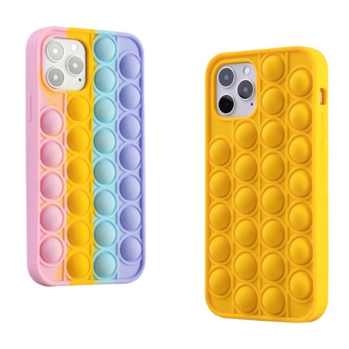 Pop It Fidget Toys Rainbow Soft Silicone iPhone Case For iPhone 12 11 Pro Max 12