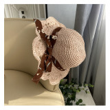 Kids Anti-UV Crochet Flowers Bowknot Summer Hat