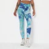Women Tie-Dyed Bubble Yoga Leggings Slim Buttock Exercise Workout Fitness Pants