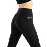 Women Fashion Pocket Bubble Yoga Leggings High Elastic-lifting Buttocks Slimming Sweat Absorbing Pants