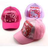 Kids Embroidery Sequins Hello Kitty Sunhat Baseball Peaked Cap