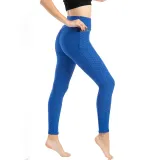 Women Fashion Pocket Bubble Yoga Leggings High Elastic-lifting Buttocks Slimming Sweat Absorbing Pants