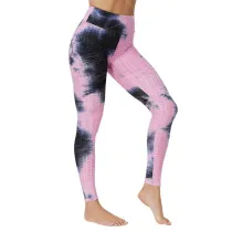 Women Jacquard Tie-Dye Yoga Suit Bubble Yoga Leggings High Waist Hip Lift Exercise Fitness Pants