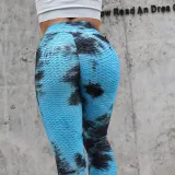 Women Jacquard Tie-Dye Yoga Leggings Slim Buttock Exercise Workout Fitness Pants