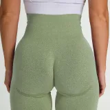 Women Seamless Yoga Leggings Sports Fitness Pants Moisture Absorption Tummy Control Running Stretch Workout Pants