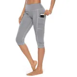 Women Buttock Tight Sports Side Pocket Quick-dry Fitness Leggings Sports Running Athletic Seven Pants