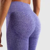 Women Seamless High Waist Hip Tight Yoga Leggings Jacquard Workout Sports Fitness Pants