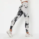 Women Tie-Dyed Bubble Yoga Leggings Slim Buttock Exercise Workout Fitness Pants