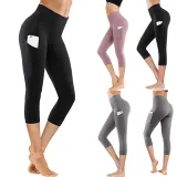 Women High Waist With Pocket Yoga Pants Tummy Control Running Workout Fitness Yoga Leggings