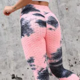 Women Jacquard Tie-Dye Yoga Leggings Slim Buttock Exercise Workout Fitness Pants