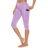 Women Buttock Tight Sports Side Pocket Quick-dry Fitness Leggings Sports Running Athletic Seven Pants