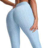 Women High Waist Butt Control Slimming Booty Yoga Leggings Seven Jacquard Fitness Pants